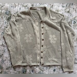Madewell light green Floral Knit Sweater
